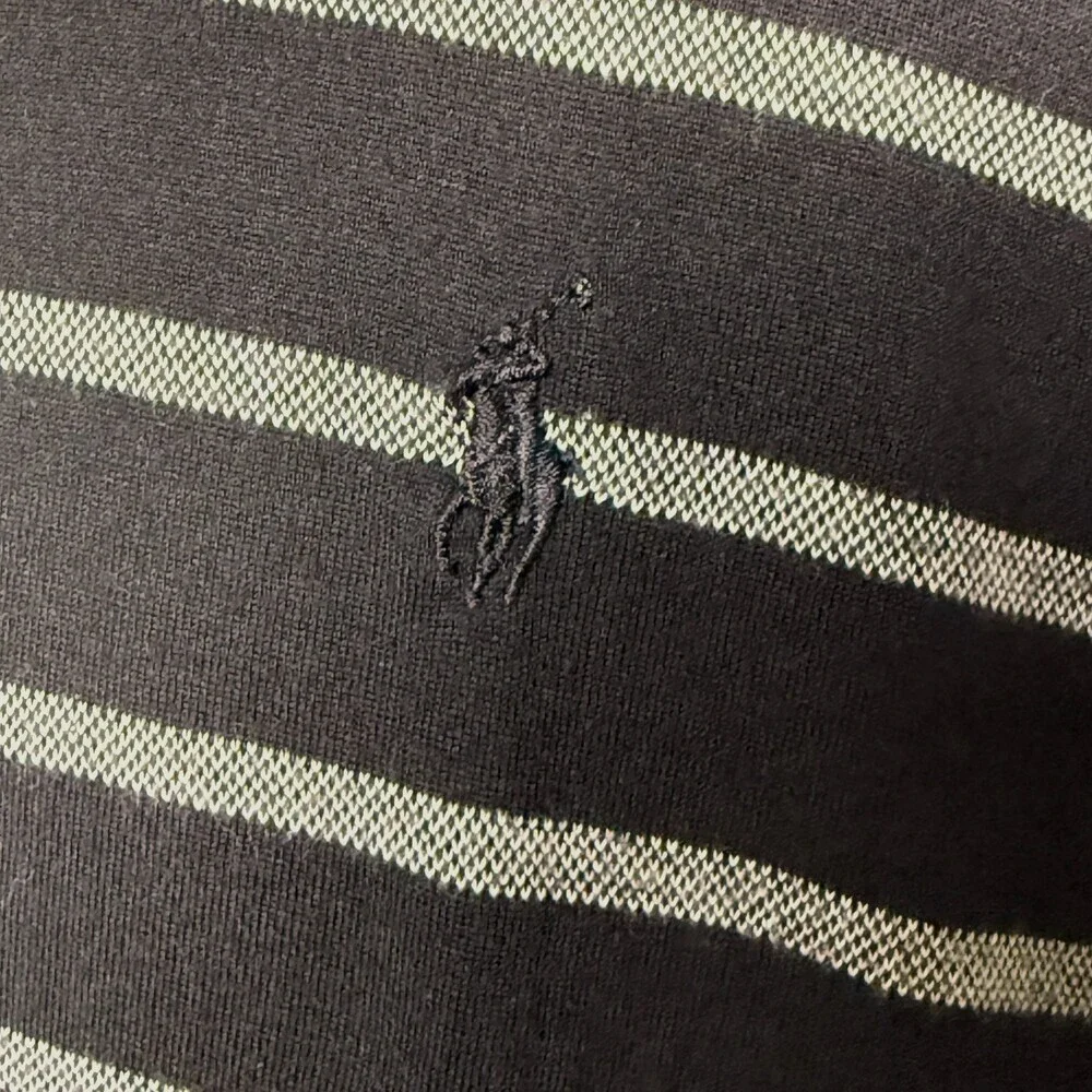 Polo by Ralph Lauren Pima Cotton Men's Polo Shirt, XXL Black & Gray Stripes Soft